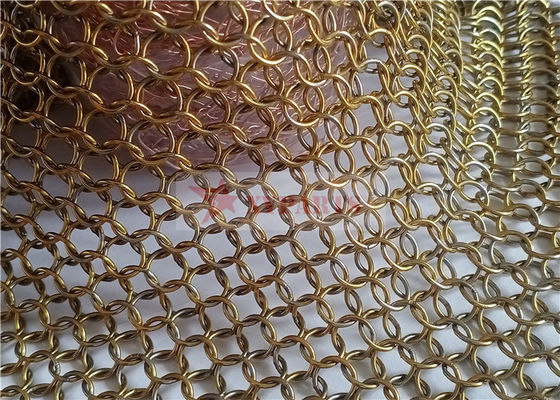 7mm stainless steel ring mesh tirai warna kuningan untuk arsitektur
