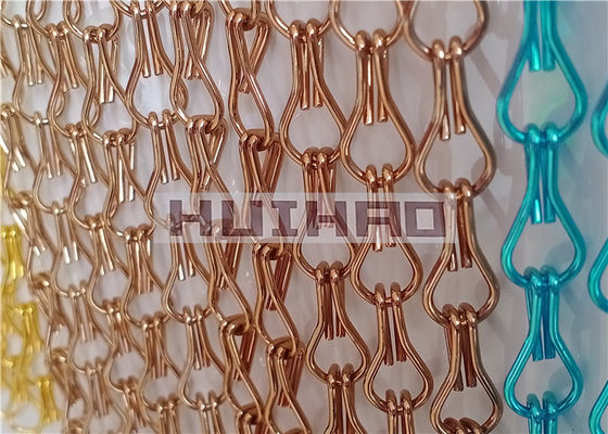 1.6mm Anodized Aluminium Chain Curtains Warna Tembaga Untuk Dekorasi Dinding Arsitektur