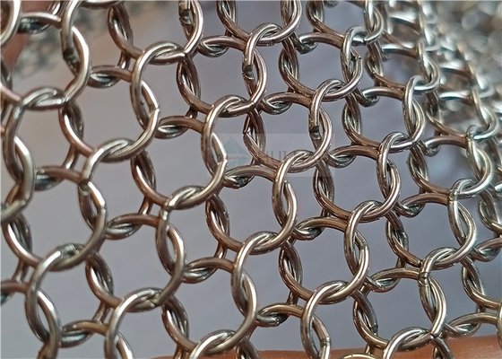 7mm Stainless Steel Ring Mesh Tirai Warna Perak Digunakan Untuk Konstruksi Arsitektur