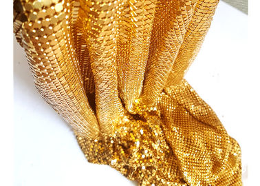 4mm Gold Color Aluminium Sequin Metallic Mesh Untuk Dekorasi Hotel