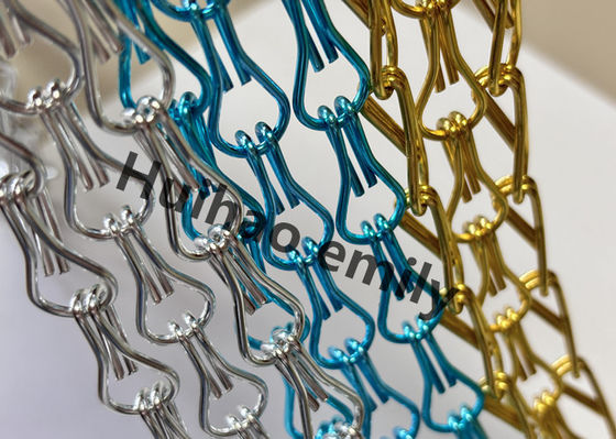 12x24mm Aluminium Metal Mesh Rantai Tirai Dengan Pengolahan Anodized