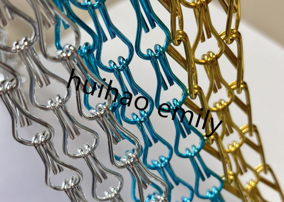 Customized Dekoratif Rantai Link Fly Screen Curtain Aluminium