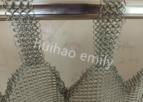 0.8x7mm Welded Type Ring Mesh Curtain Untuk Dekorasi Interior