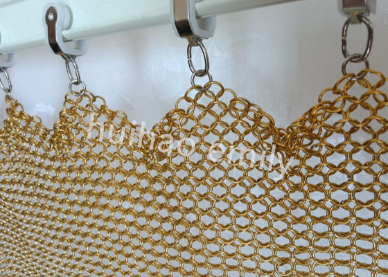 Pencegahan kebakaran Metal Ring Mesh Tirai Untuk Restaurant Partisi