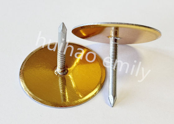 38mm Galvanized Steel Duct Liner Cup Head Pins dengan Gold Paper