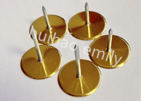 38mm Galvanized Steel Duct Liner Cup Head Pins dengan Gold Paper