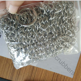7 "X 7" stainless steel chain mail ring mesh scrubbers untuk peralatan masak besi cor