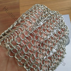 7 "X 7" stainless steel chain mail ring mesh scrubbers untuk peralatan masak besi cor