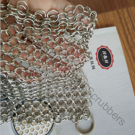 7 "X 7" stainless steel chain mail ring mesh scrubbers untuk peralatan masak besi cor