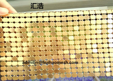4mm Gold Color Aluminium Sequin Metallic Mesh Untuk Dekorasi Hotel