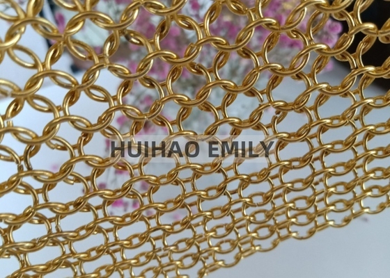 Cincin Emas Jaring Rantai Baju Zirah Anyaman Jenis Baja Tahan Karat Jaring Cincin Logam Bulat Tirai