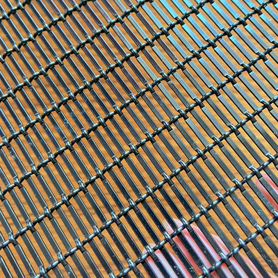 Fasad Stainless Steel Arsitektur Mesh Metal Woven Wire Semprot Hitam Untuk Pagar Dekoratif