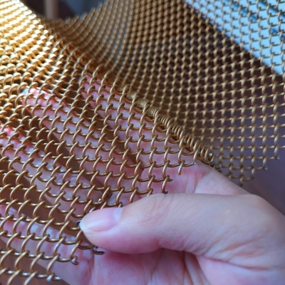 Tembaga Warna Aluminium Metal Mesh Drapery Untuk Partisi Interior