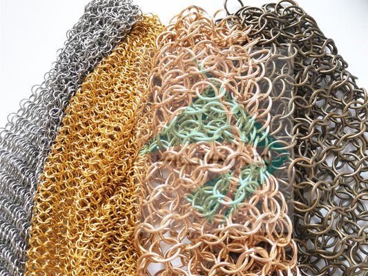 Layar Fireplace Metal Ring Mesh Dengan Warna Antik Selesai