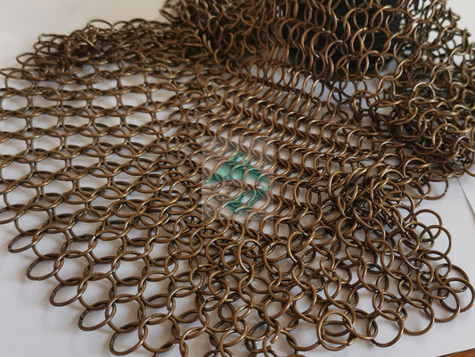 Layar Fireplace Metal Ring Mesh Dengan Warna Antik Selesai