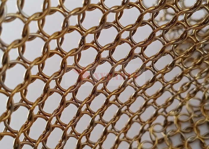 Brass Ring Mesh Curtain Untuk Ruang Pembagi Ruang 1,5 x 15 mm