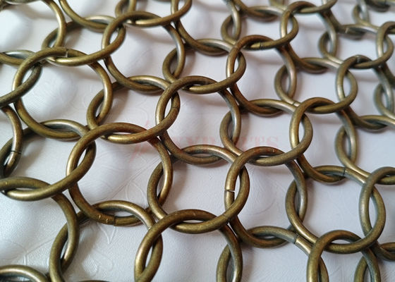Cincin Logam Warna Perunggu Mesh 1.5x15mm Sebagai Partisi Ruang Untuk Pusat Perbelanjaan