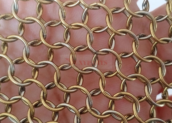 Electroplating 0.8mm X 7mm Metal Ring Mesh Untuk Tirai Pembatas Ruang