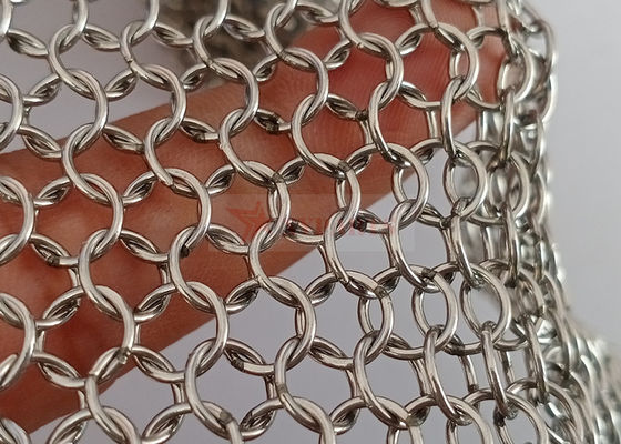 Tirai Jaring Logam Chainmail Tipe Stainless Steel Dilas 0.8mm x 7mm untuk Pembatas Ruangan