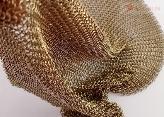 Gold Color Weld Stainless Steel Ring Mesh Curtain Untuk Dekorasi Hotel