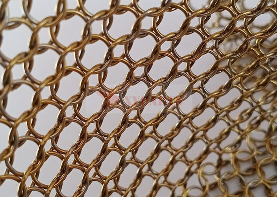 Brass Ring Mesh Curtain Untuk Ruang Pembagi Ruang 1,5 x 15 mm
