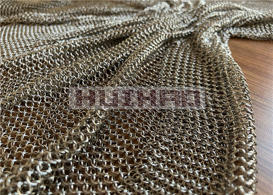 7mm dan 12mm Gold Color Electroplated Stainless Steel Ring Mesh Curtain dalam jenis las dan non-las untuk dekorasi ruang