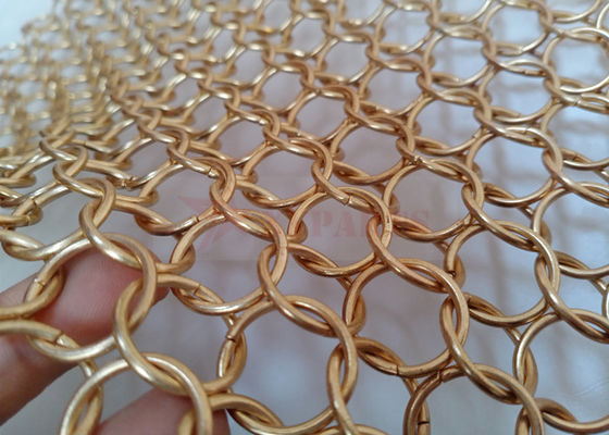 Kain Chainmail Mesh Warna Emas 1.5x15mm untuk Tirai Pembatas Partisi Ruangan