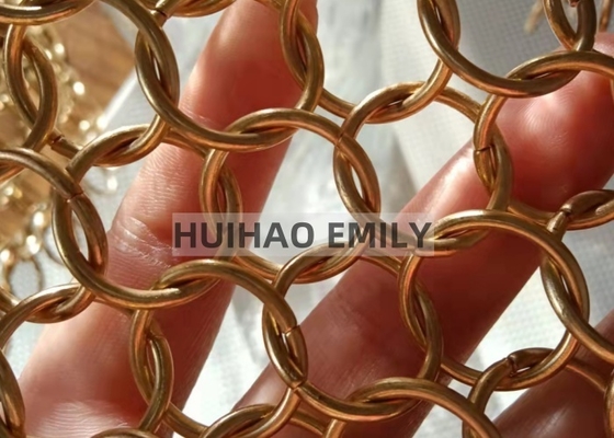 Cincin Emas Jaring Rantai Baju Zirah Anyaman Jenis Baja Tahan Karat Jaring Cincin Logam Bulat Tirai