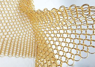 1.5mm Dia 15mm OD Emas Berwarna Cincin Baja Mesh Dexhibition Halls Divider