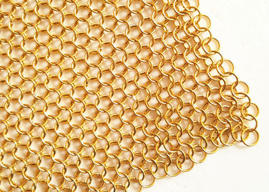 2MM Dia 20mm OD Warna Emas Logam Cincin Mesh Fabric Untuk Hotel Metallic Curtain