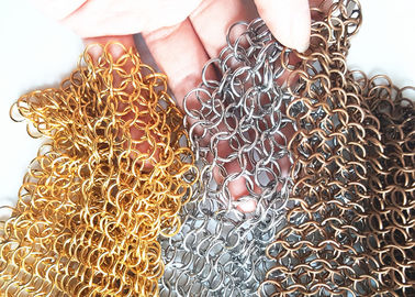 Rantai Ringed Metal Ring Mesh Curtain Dengan Bukaan 10MM Untuk Tirai Interior