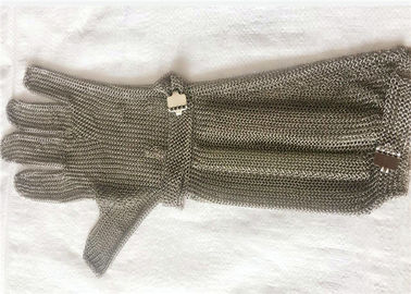 SS Chain Mail Ring Mesh Cut Resistant Safety Gloves Dengan Panjang Diperpanjang