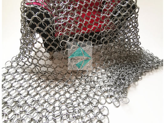 Aluminium Alloy Chainmail Round Ring Mesh, Dekorasi Pembagi Cincin Logam Mesh