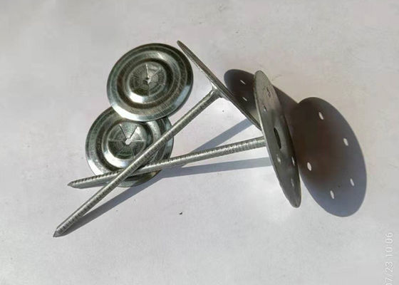 Pelat Dasar Logam Berlubang Bulat Pin Isolasi Rockwool Panjang 80mm Galvanis