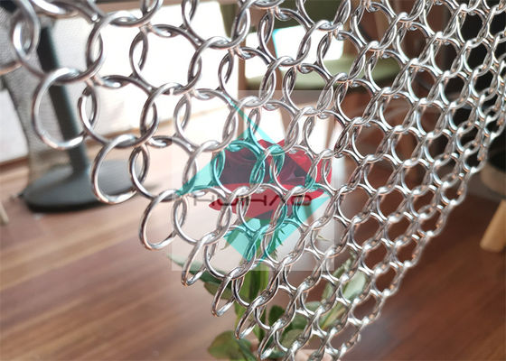 Latar Belakang Dekorasi Rantai Surat Menenun Cincin Stainless Steel Mesh Tirai Untuk Partisi Kamar Tirai
