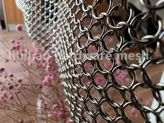 Tirai Chainmail Dilapisi Perak Dilapisi Cincin Bulat 8mm Stainless Steel 316