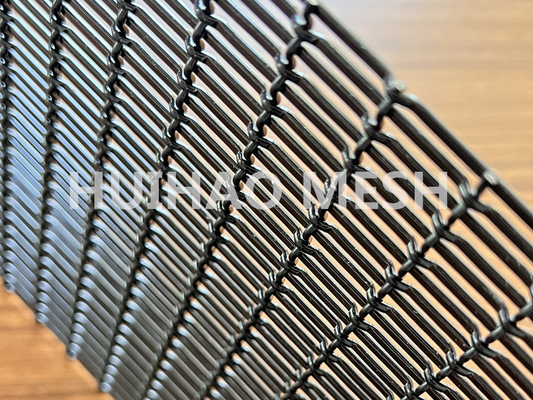Fasad Stainless Steel Arsitektur Mesh Metal Woven Wire Semprot Hitam Untuk Pagar Dekoratif