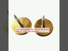 Cup Head Welded Pins With 30 mm Round Base Untuk Isolasi Saluran HVAC